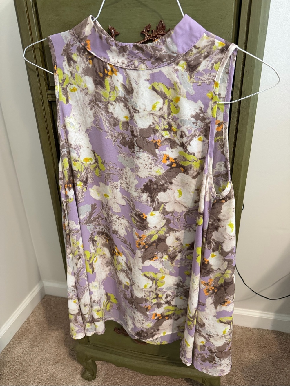 Peach Love California Lavender Floral A-Line top